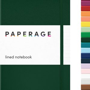 PAPERAGE Lined Journal Notebook, Hardcover Journal for Women & Men, 160 Pages, (5.6 in x 8 in), College Ruled Journaling Notebook for Work, School Supplies & Note Taking, (Dark Green)