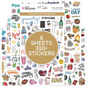 bloom daily planners Holiday Seasonal Planner Sticker Sheets – Vintage Seasonal Sticker Pack – Removable & Repositionable – Over 310 Stickers Per Pack!