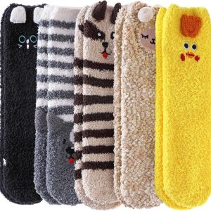 DYW Fuzzy Socks for Women Soft Cozy Fluffy Winter Warm Slipper Socks Home Sleeping Animal Socks