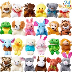 JOYIN 24 Pack Mini Animal Plush Toy Assortment (24 Units 3″ Each), Animals Keychain Decoration for Kids, Small Stuffed Animal Bulk for Kids, Carnival Prizes, School Gifts, Party Favor Goodie Bags