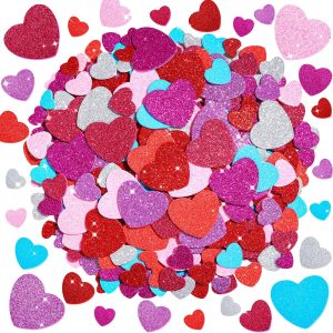 928 Pcs Valentines Heart Stickers, 8 Colors & 3 Sizes Self-Adhesive Glitter Foam Heart Stickers Perfect for Valentine Crafts for Kids DIY Cards Scrapbook and Valentine’s Day Decorations