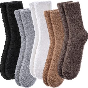 FNOVCO Womens Fuzzy Socks Super Soft Fluffy Winter Warm Cozy Home Sleeping Socks