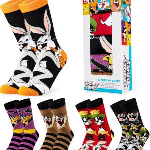 LOONEY TUNES Mens Socks Pack of 5 Crew Socks for Men Teenagers Soft Breathable Work Sports