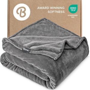 Bare Home Fleece Blanket – Twin/Twin Extra Long – Ultra-Soft Lightweight for Bed, Sofa, and Couch – Luxury Microplush – Cozy Warm Blanket (Twin/Twin XL, Grey)