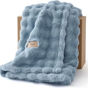 Bedsure 3D Fleece Bubble Blanket for Couch – GentleSoft Blue Spring Throw Blanket for Sofa Bed Room Decor – Luxury Soft Cozy Gifts for Women Girls, Lightweight, All Seasons, Celestial Blue, 50″×60″